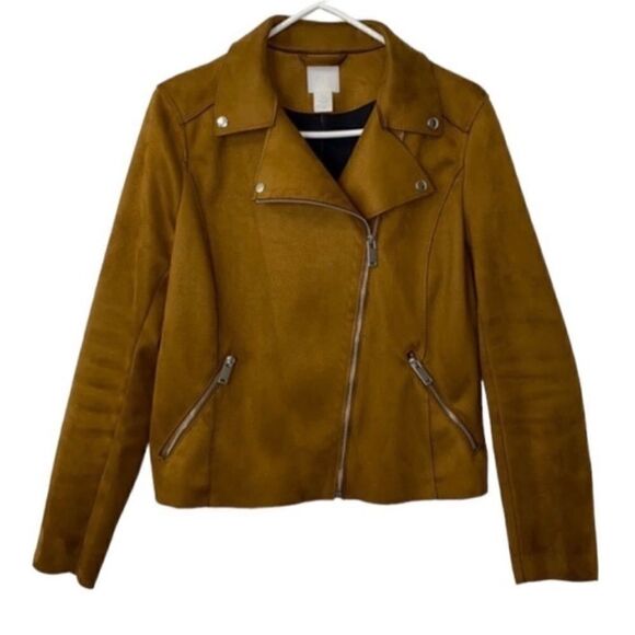 H&M Brown Biker Faux Suede Jacket(Size 8) - Picture 1 of 8